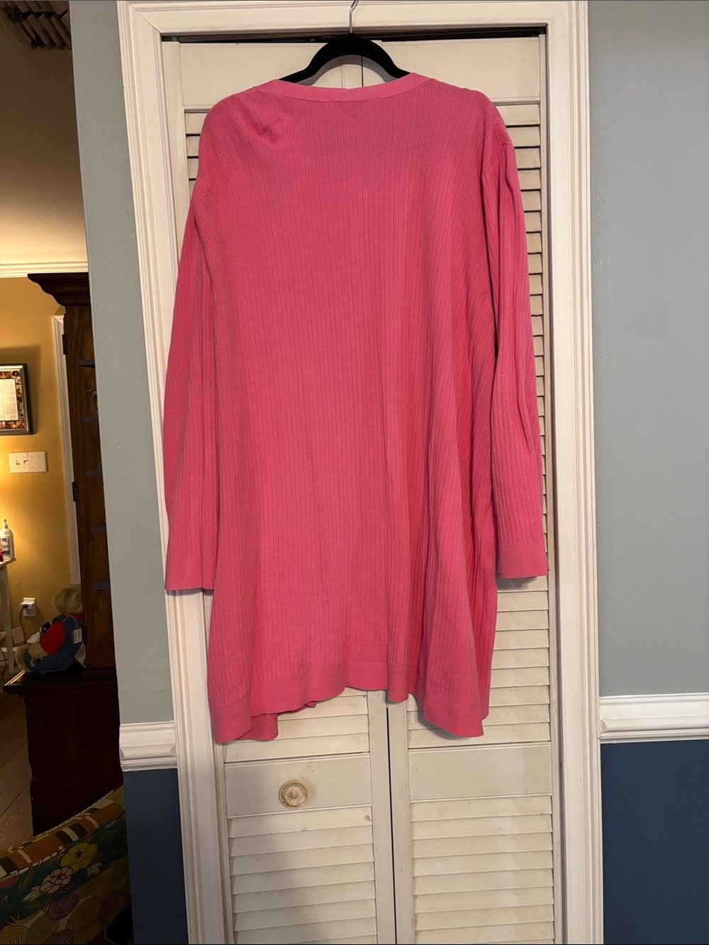 Talbots Pink Open-Front Ribbed Cardigan - Picture 4 of 5